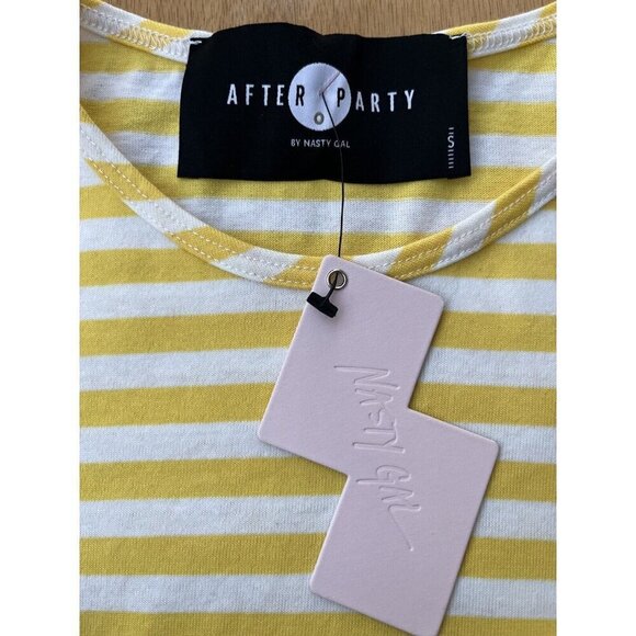 After Party by Nasty Gal Womens Yellow Striped Crop Top Tee T-Shirt Size S - Picture 7 of 15